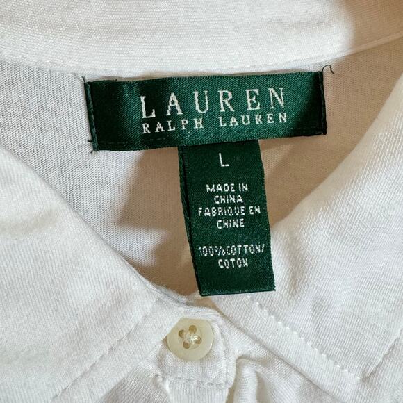 Lauren Ralph Lauren Womens Cotton Blouse Button Down Ruffle Preppy Academia L - Picture 3 of 5